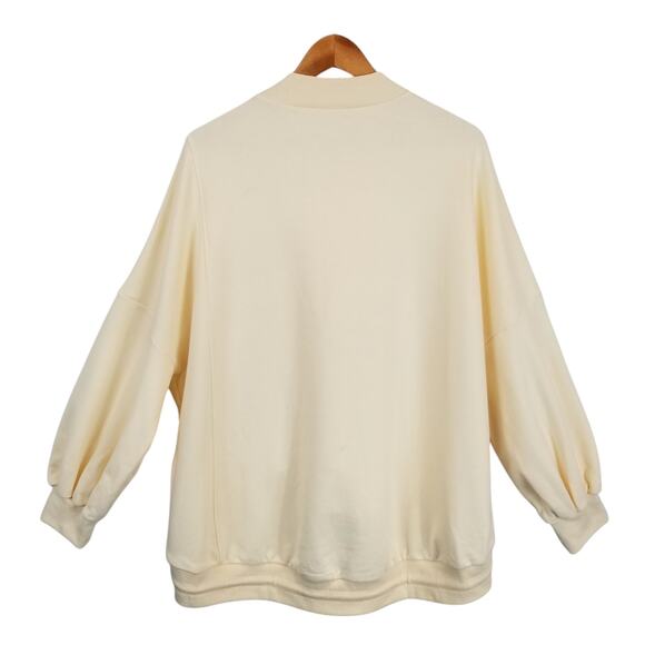 Nap Loungewear Women's Cream Mock Neck Drawstring Hem Sweatshirt Size Large - Picture 2 of 9